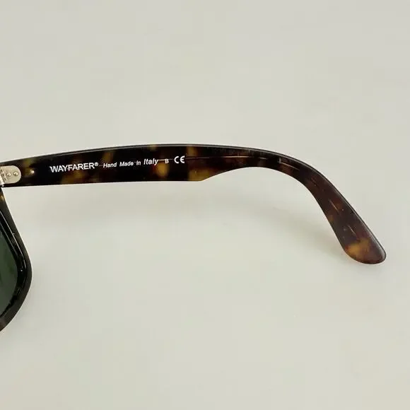 Ray-Ban Sunglasses Wayfarer RB2140 902 Handmade in Italy G15 Tortoise SCRATCHED